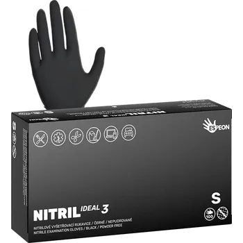 Dílna ESPEON Nitrilové rukavice NITRIL IDEAL3 100 ks, nepudrované, černé, 3.7 g Velikost: S