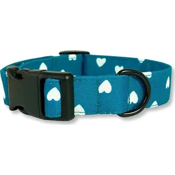 Obojek pro psa Obojek pro psy Láska - tyrkysový se srdíčky - S