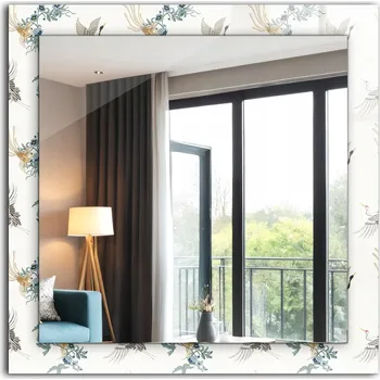 Zrcadlo Zrcadlo na zeď s potiskem do obývacího pokoje koupelny kuchyně Ptáci a květiny 60x60