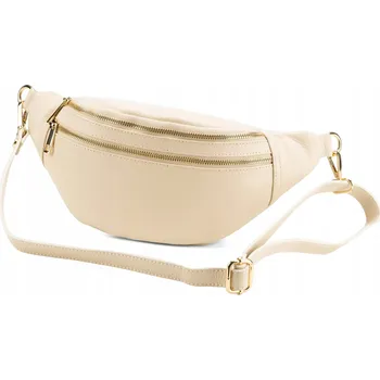 Kabelka Vera Pelle kabelka kožená kabelka přes rameno z pravé kůže béžová