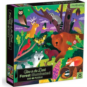 Puzzle Mudpuppy Puzzle svítící ve tmě - Lesní zvířátka - 500 dílků