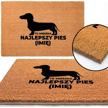 KOKOSOVÁ ROHOŽKA S JEZEVČÍKEM A NÁPISEM TU MIESZKA PIES