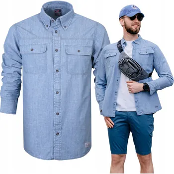 Pánská košile Pako Jeans pánská ležérní košile. Košile pro každodenní nošení, džínová, bavlněná, střih regular fit, dlouhý rukáv, běžná bavlna, velikost L