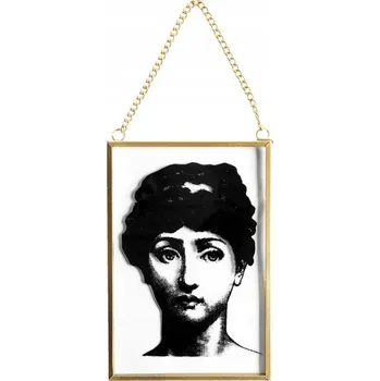 Obraz Skleněný obraz s hlavou ženy a řetízkem - 10x1x15 cm