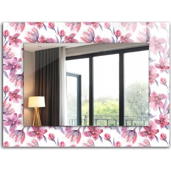 Zrcadlo Dekorativní zrcadlo na zeď s potiskem XXL 80x60 cm Květiny akvarel vzor