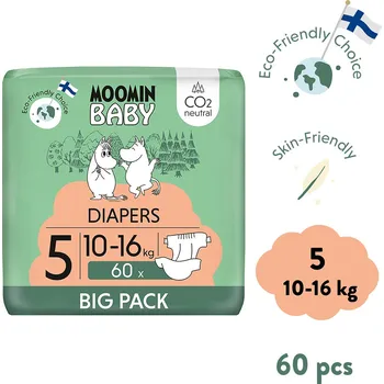 jednorázová plena Moomin Baby 5 Maxi 10-16 kg (60 ks), eko plenky