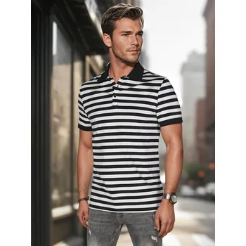 Pánská móda Pánská košile polo s pruhy PX0640 Barva: Bílá, Velikost: 2XL