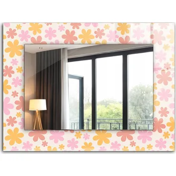 Zrcadlo Koupelnové zrcadlo na stěnu s ozdobným skleněným rámem XXL 80x60 cm Květinový vzor