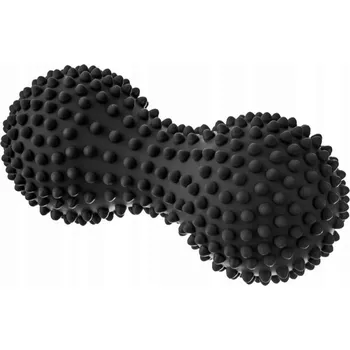 Masáž Dvojitý masážní míček Tullo roller, váleček s hroty pro masáž 15,5 cm x 6 cm černý