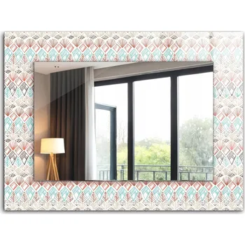 Zrcadlo Dekorativní zrcadlo na zeď s potiskem dekor 80x60 Barevný geometrický vzor