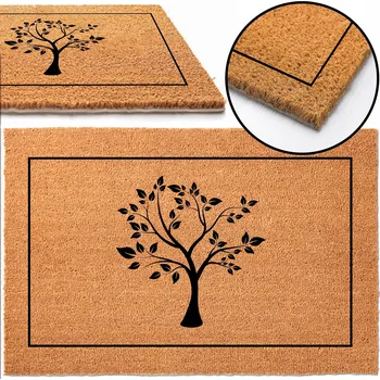 Rohožka KOKOSOVÁ ROHOŽKA POD DVEŘE DO DOMU HIT 40X60 Z MOTYWEM DRZEWA