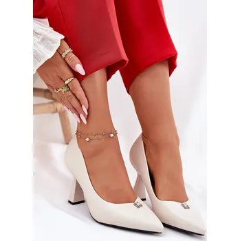 Dámské lodičky Elegantní Lodičky Na Rozšiřující Se Špici Vinceza 62222 Barva: Béžová, Velikost: 36