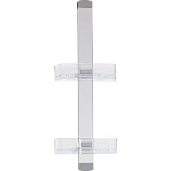 police Závěsná koupelnová polička na sprchový kout, odolná a stabilní - průhledná