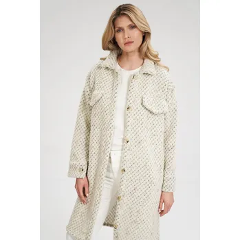 Dámský kabát Midi kabát dámský M808 FIGL Barva: Smetanová, Velikost: S/M