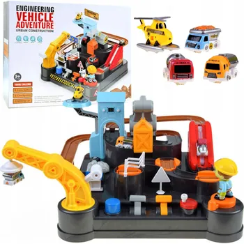 autodráha SKVĚLÁ HUDEBNÍ DRÁHA S PŘEKÁŽKAMI PRO AUTÍČKA STAVENIŠTĚ