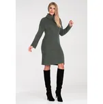 Šaty se zvonovými rukávy a rolákem M1096 Barva: Olivová, Velikost: ONE SIZE