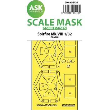 Plastikový model ASK 1/32 Spitfire Mk.VIII double-sided express fit mask for Tamiya