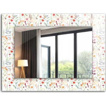 Zrcadlo Zrcadlo do koupelny ložnice obývacího pokoje s potiskem 80x60 Květinový akvarelový vzor