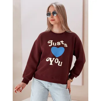 Dámská mikina Dámská mikina s výšivkou oversize FEELME BY1476 Barva: Bordová, Velikost: ONE SIZE