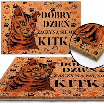 Rohožka KOKOSOVÁ ROHOŽKA 40X60 KE DVEŘÍM HIT Z KOTEM KITKA ŁAPKI SERCA