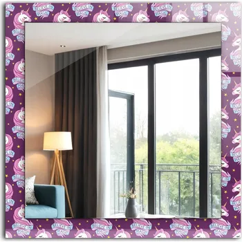 Zrcadlo Dekorativní designové zrcadlo závěsné loft Jednorožci hvězdy nápis 60x60