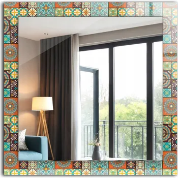 Zrcadlo Zrcadlo dekorativní závěsné na zeď Barevné kachličky mozaika 60 x 60 cm