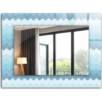 Zrcadlo Zrcadlo se skleněným rámem a XXL grafikou 80x60 cm - Cikcakovitý gradientní vzor