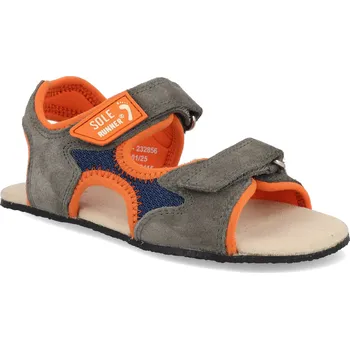 Dívčí sandály Barefoot dětské sandály Sole Runner - Mimas grey/orange šedé Velikost: 32