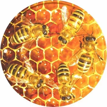 Víčko na sklenici na med se závitem TO 82 - Plástev se včelami