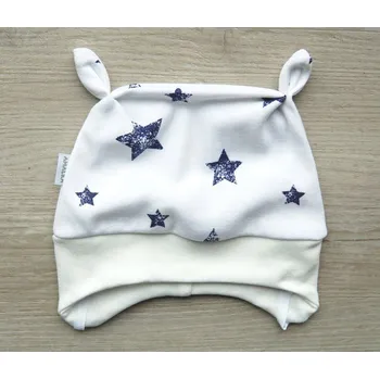 Kojenecká čepice AMÁLKA Bavlněná čepička, hvězdičky Velikost: 50-56