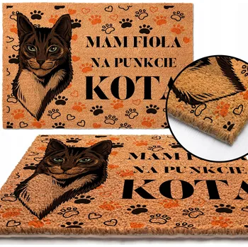 Rohožka KOKOSOVÁ ROHOŽKA PŘED DVEŘE NÁPIS MAM FIOŁA NA PUNKCIE KOTA SERCA