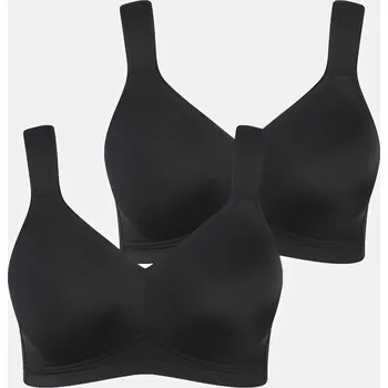 Podprsenka Ulla Popken, Plus size Podprsenka z mikrovlákna, 2-balení, bez kostic, formované košíčky pro plnoštíhlé nadměrná velikost, 793032130-1087, černý, 120C, Nadměrné velikosti, Plus size oblečení, Oblečení pro boubelky, Oblečení pro baculky, Oblečení pro plnoš