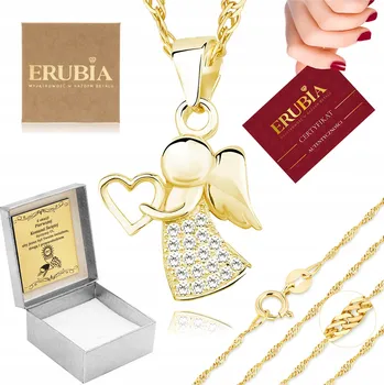 Náhrdelník ZLATÝ NÁHRDELNÍK ŘETÍZEK ANDÍLEK PRO HOLČIČKU SVATÉ PŘIJÍMÁNÍ KŘEST ROCEK