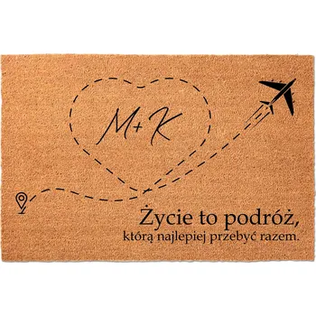 Rohožka ROHOŽKA POD VCHODOVÉ DVEŘE DO BOT KOKOSOVÁ INICJAŁY ŻYCIE TO PODRÓŻ