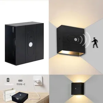 Venkovní osvětlení 2 KS LED Nástěnné Svítidlo Venkovní s Pohybovým Čidlem Nahoru A Dolů 2200mA AKU