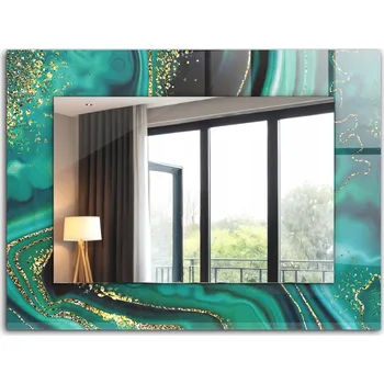 Zrcadlo Zrcadlo se skleněným rámem a XXL grafikou 80x60 cm Abstraktní zelená textura