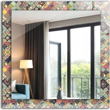 Zrcadlo Dekorativní designové zrcadlo závěsné loft Barevný patchwork 60x60