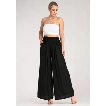 Volné, široké kalhoty z lehkého, vzdušného materiálu M1158 Barva: Černá, Velikost: ONE SIZE
