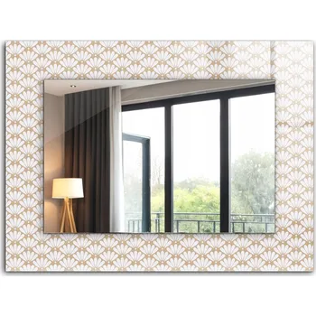 Zrcadlo Dekorativní zrcadlo na zeď s potiskem, dekor 80x60 cm, Květinový geometrický vzor