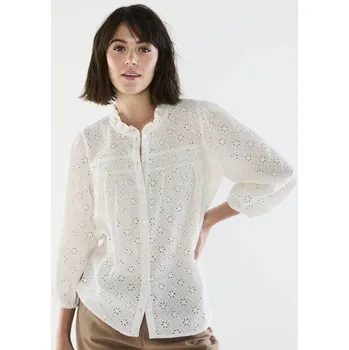 Dámská halenka Madeirová halenka s volánkem a 3/4 rukávy režná 36