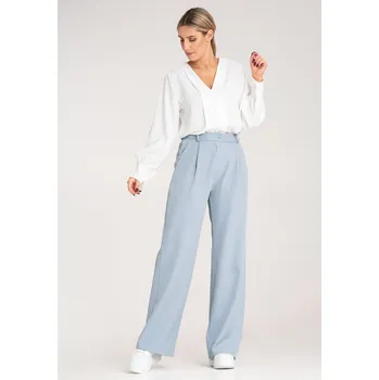 Dámské kalhoty Elegantní kalhoty s vysokým pasem M1129 Barva: Modrá, Velikost: S/M