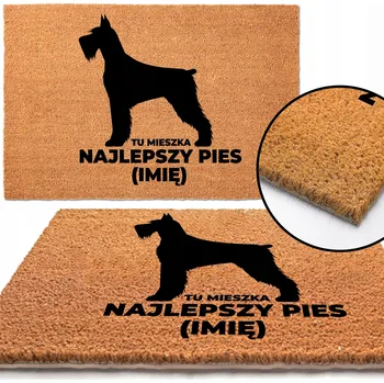 Rohožka KOKOSOVÁ ROHOŽKA S NĚMECKÝM OVČÁKEM A NAPISEM NÁPIS TU MIESZKA PIES