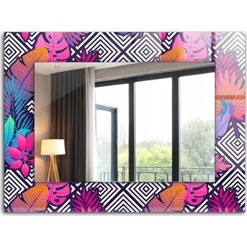 Zrcadlo Dekorativní zrcadlo do domu, bytu, kanceláře 80x60 cm Barevné tropické listy