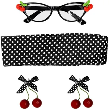 Sada z 50. let (brýle, náušnice, šátek)