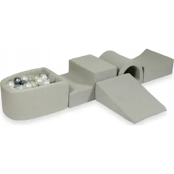 Dětské hřiště Pěnové dětské hřiště s tunelem a bazénkem s míčky, šedé