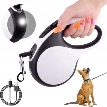 Vodítko pro psa VODÍTKO LANKO POPRUH + LED SVÍTILNA 5M PRO PSA DO 20KG REFLEXNÍ