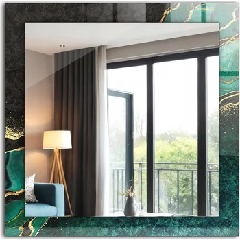 Zrcadlo Moderní čtvercové zrcadlo s potiskem Zelená abstrakce 60x60