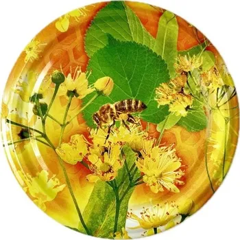 Víčko na zavařovací sklenici Víčko na sklenici na med se závitem TO 82 - Včela na lipovém květu