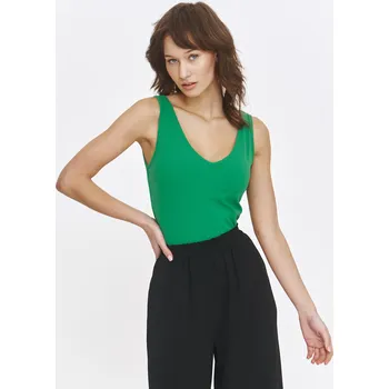 Top Secret dámské žebrované tílko s výstřihem do V zelené Velikost: 34