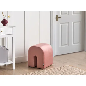 Taburet Taburet růžový sametové čalounění ve tvaru U moderní puf ne sezení doplňky do obývacího pokoje Beliani